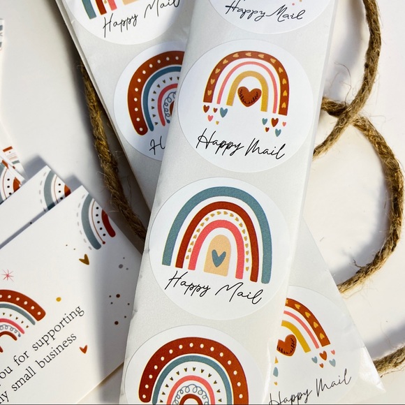 Set of 50 Thank You Cards and 50 Large Boho Rainbow Stickers - Picture 4 of 10